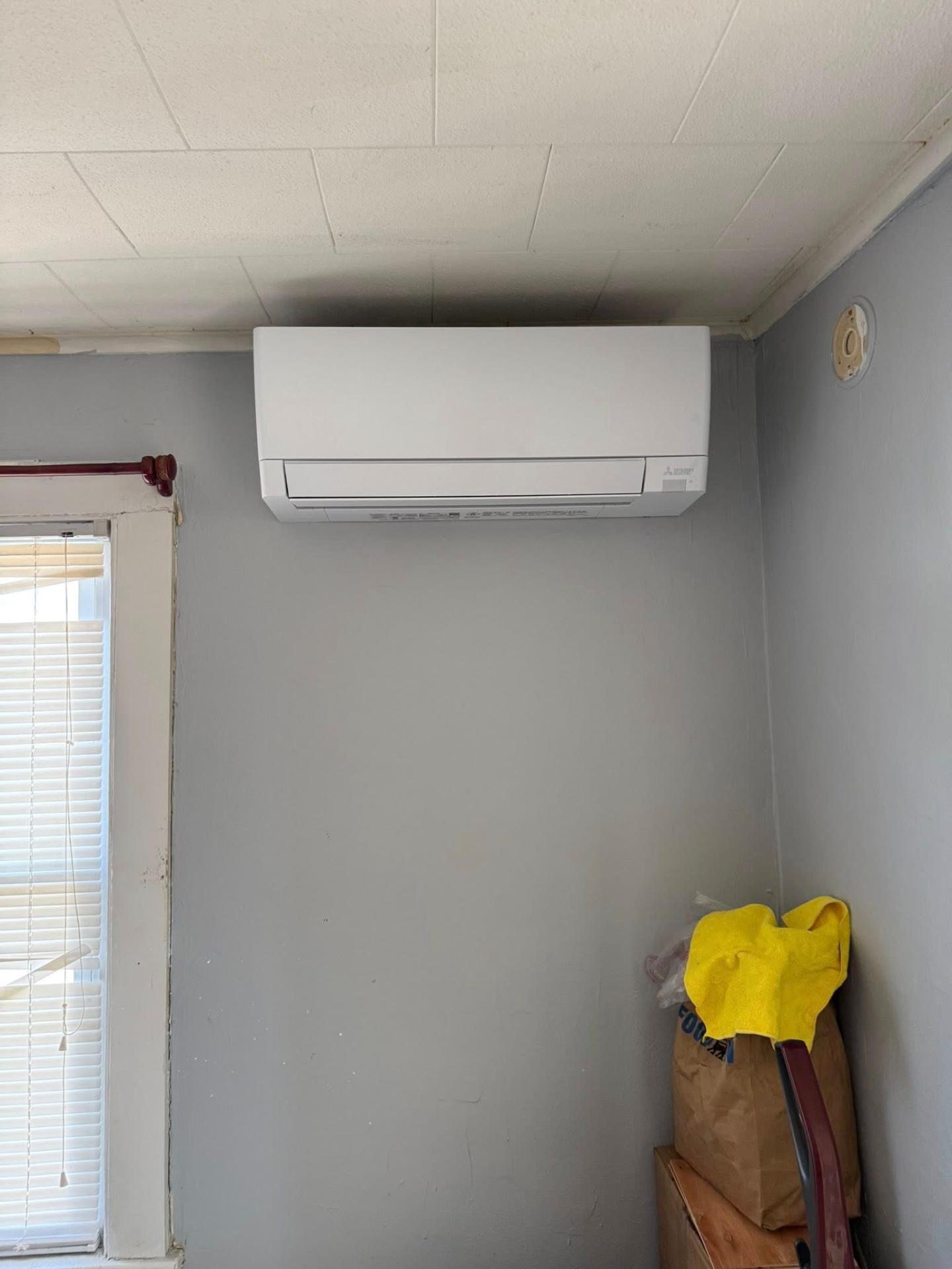 Mitsubishi mini-split indoor wall unit installed