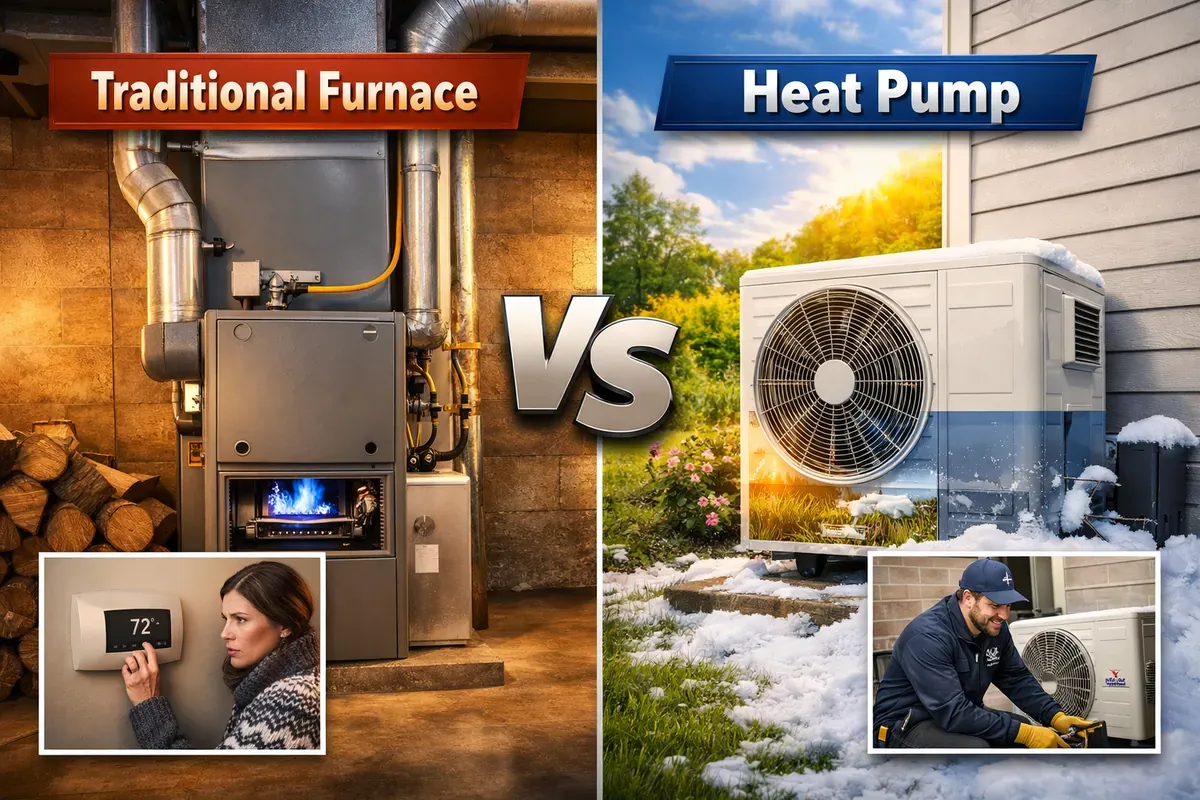 Traditional furnace vs heat pump comparison for Sussex County DE homes